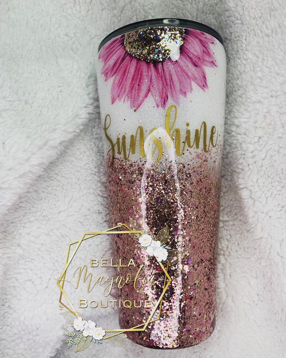 Rose Gold Sunflower Tumbler